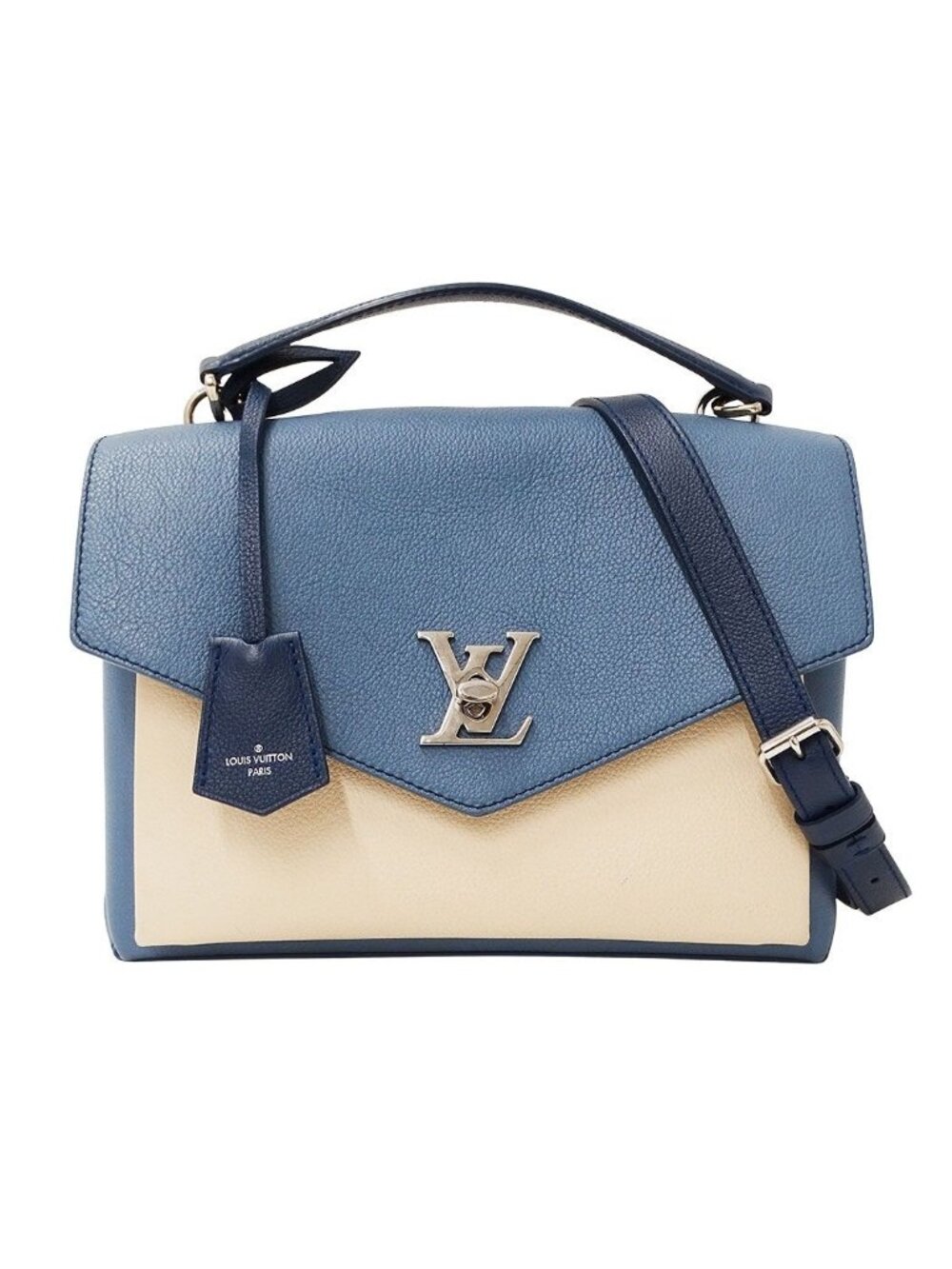 Louis Vuitton 2-Way Shoulder Bag Taurillon Leather My Lockme Blue Ivory Handle